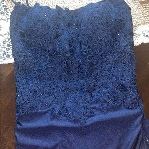 Elegant Navy Blue Lace Dress